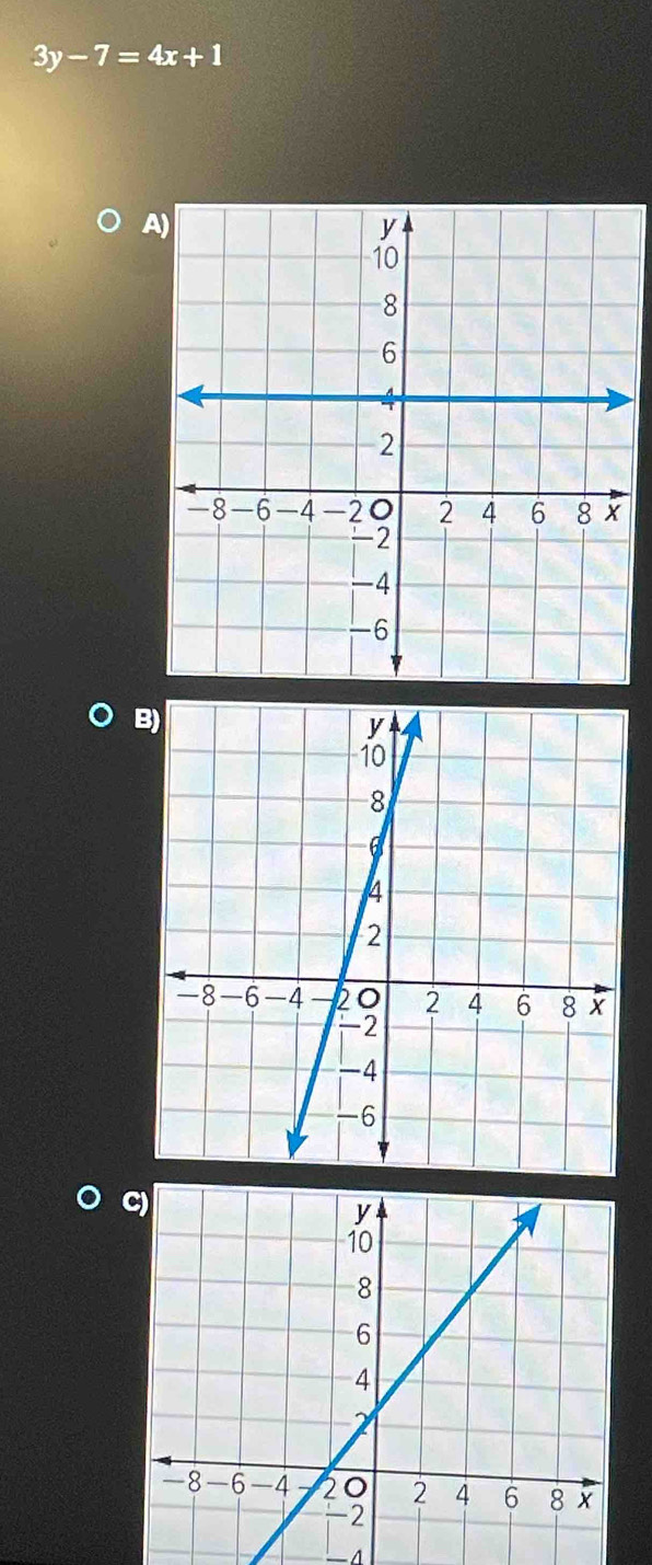 3y-7=4x+1
A 
B
-4