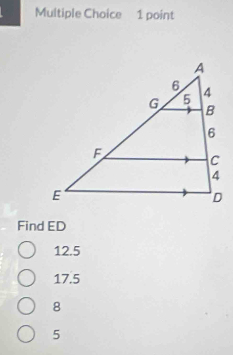 Find ED
12.5
17.5
8
5