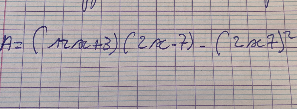 A=(12x+3)(2x-7)-(2x7)^2