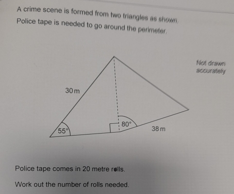 Solved: A crime scene is formed from two triangles as shown. Police ...