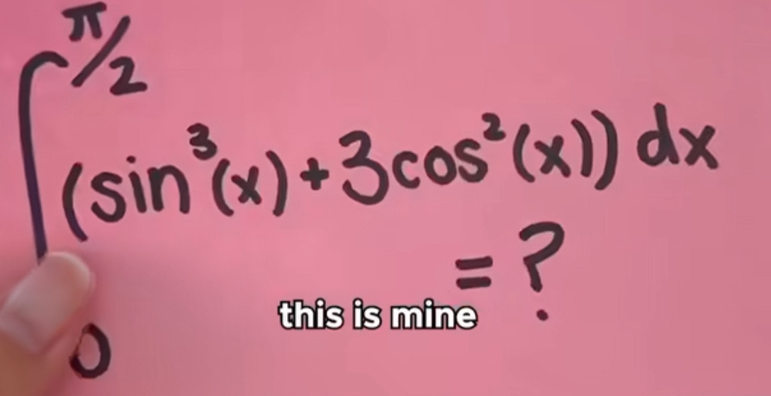 ∈t _(1/2)^(π /2)(sin^3(x)+3cos^2(x))dx.