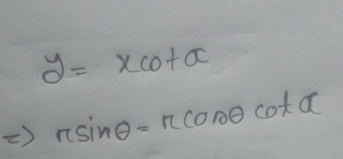 y=xcot alpha
nsin θ =ncos θ cot alpha