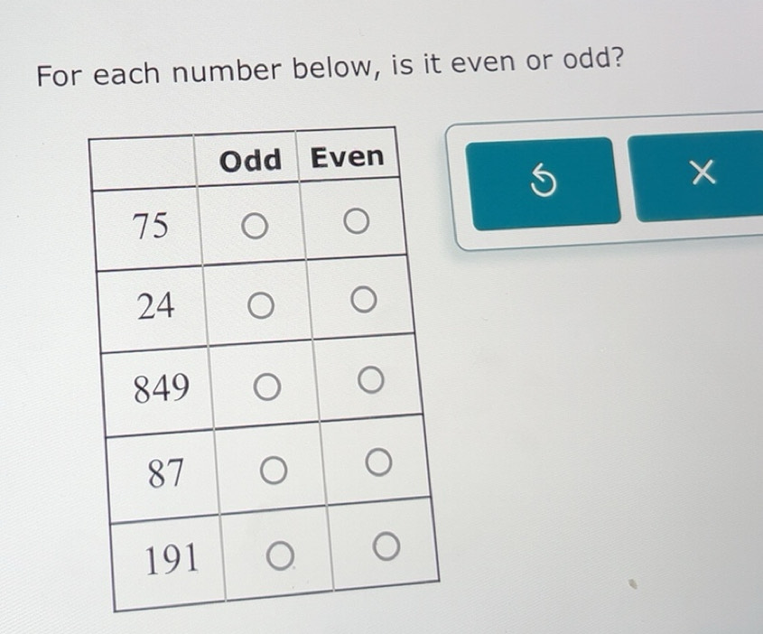 Solved: For each number below, is it even or odd? S [Math]