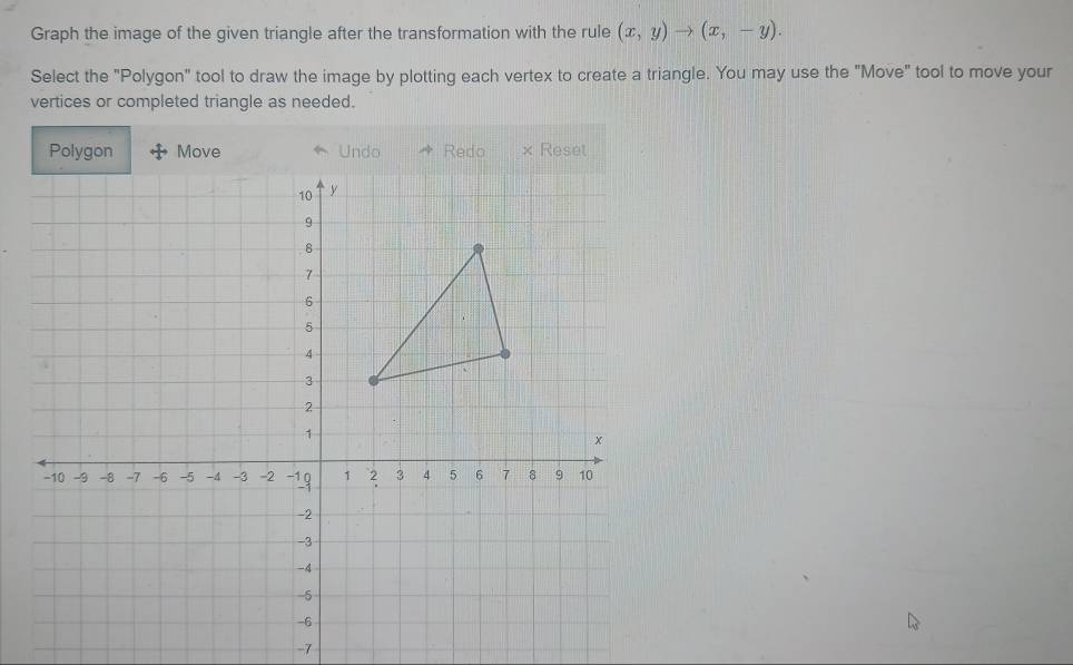 Solved: Graph the image of the given triangle after the transformation ...