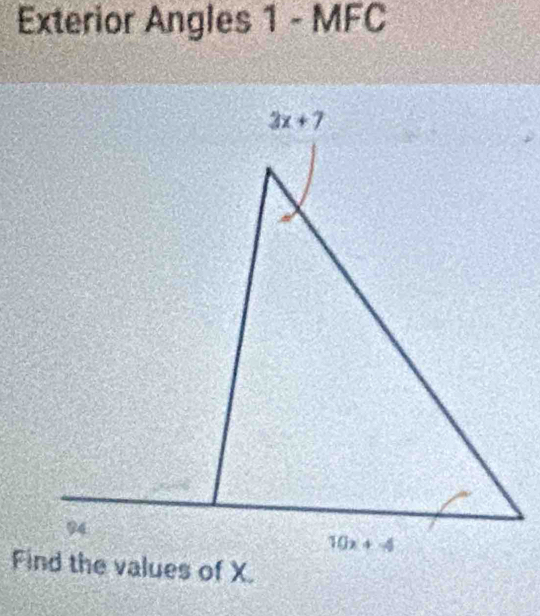 Exterior Angles 1 = MFC