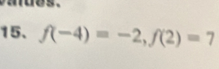 f(-4)=-2, f(2)=7