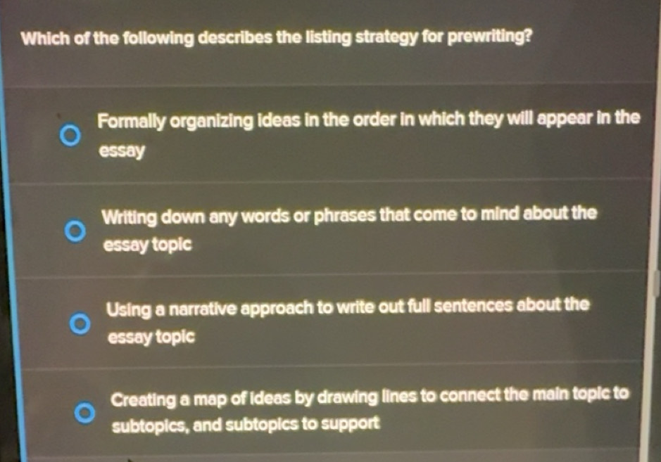 Solved: Which of the following describes the listing strategy for ...