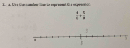 Use the number line to represent the expression
 4/8 + 5/8 
3