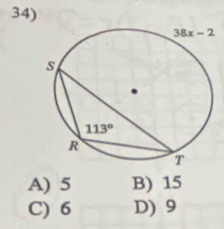 A) 5 B) 15
C) 6 D) 9