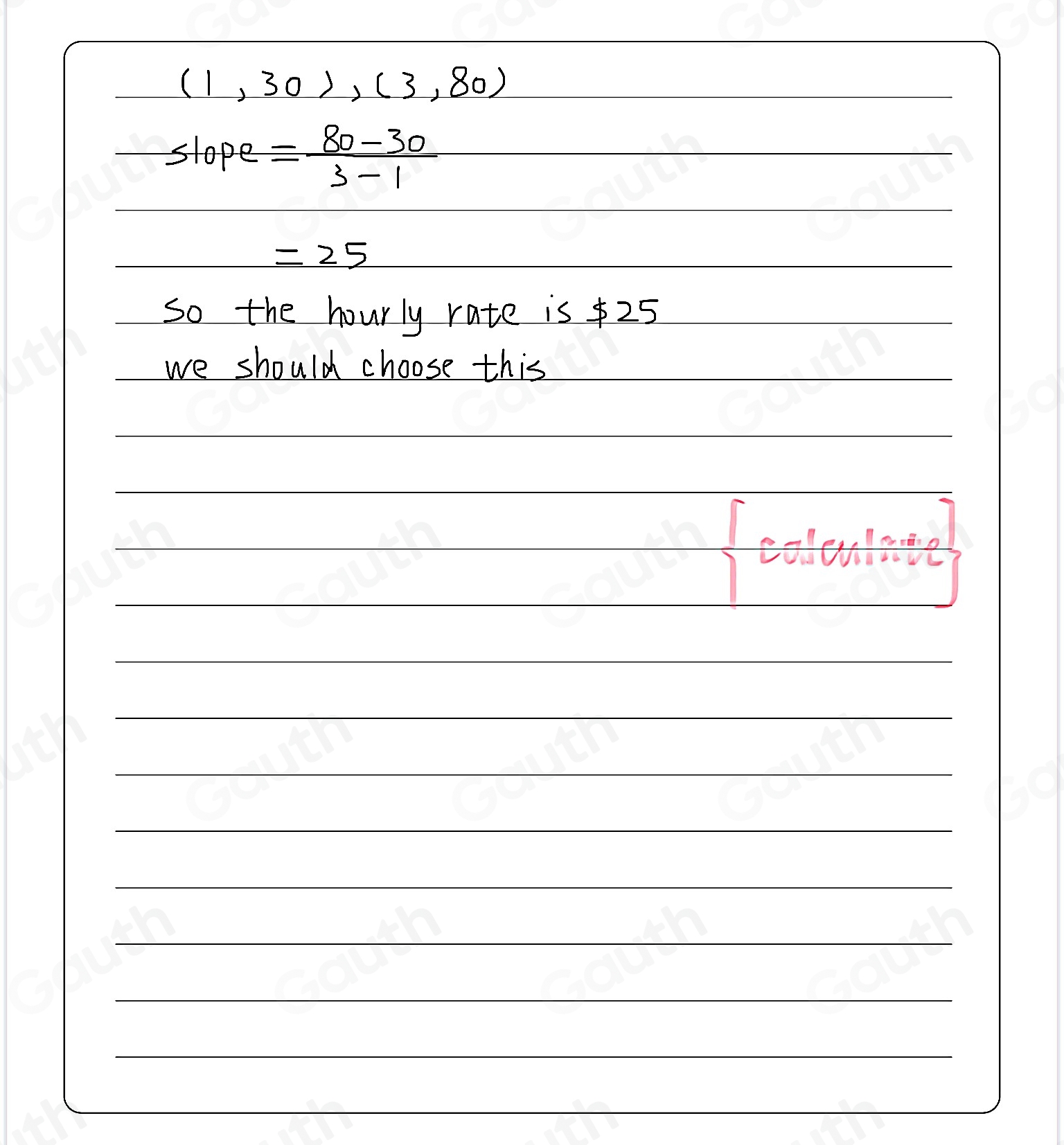 Solved: The graph shows a handyman's fees, f(x) , in terms of the hours ...