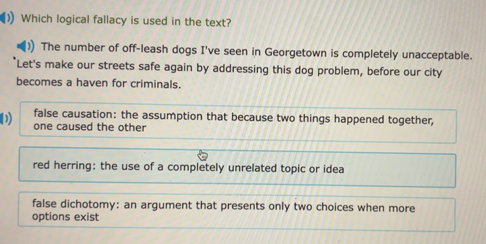 Solved: Which logical fallacy is used in the text? The number of off ...