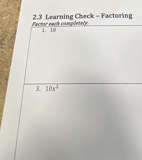 Check - Factoring