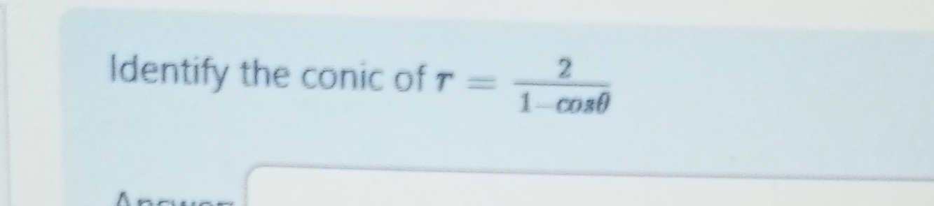 Identify the conic of r= 2/1-cos θ  