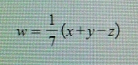 w= 1/7 (x+y-z)