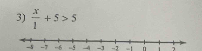  x/1 +5>5
-7 -6 -5 -4 -3 -2 -1 0 2