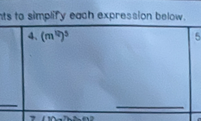 nts to simplify each expression below.
5