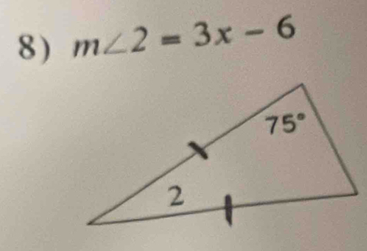 m∠ 2=3x-6