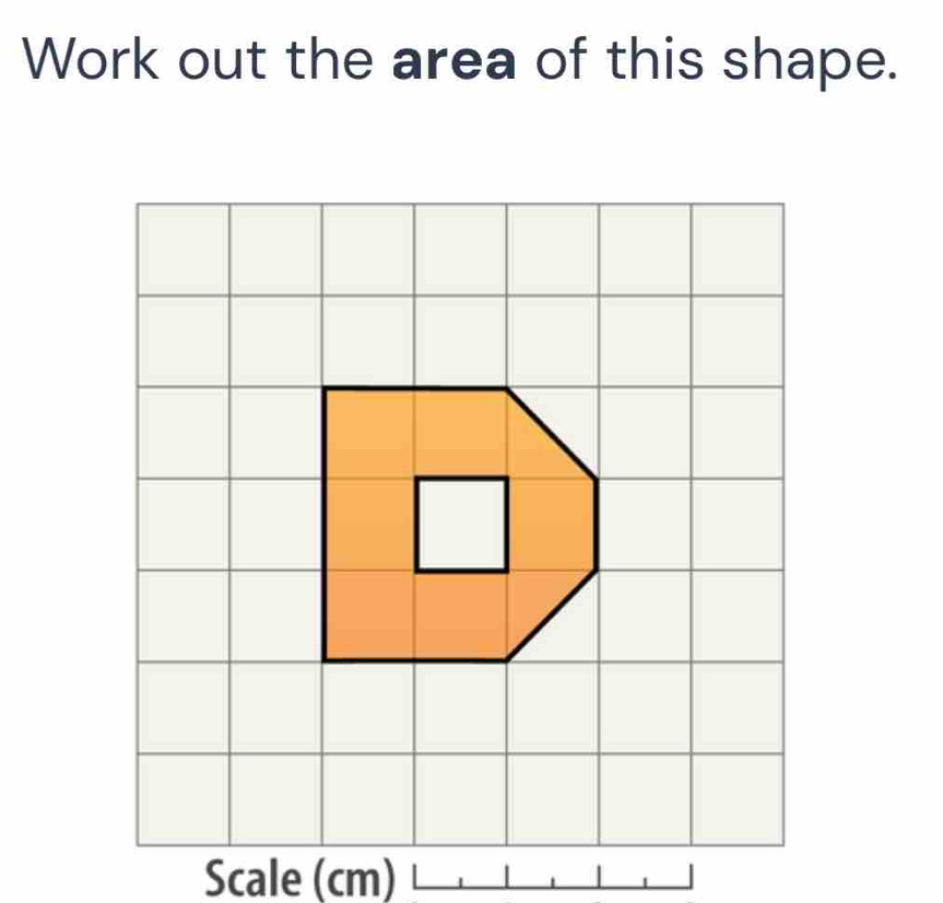 Work out the area of this shape. 
Scale (cm)