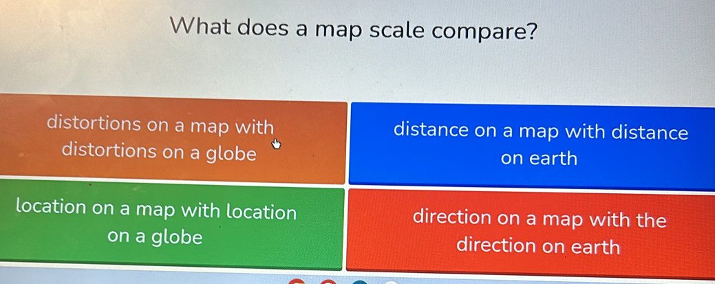 What does a map scale compare?