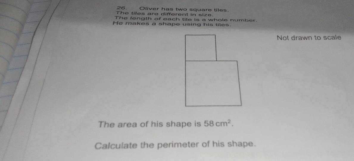 Solved: Oliver has two square tiles. The tiles are different in size ...