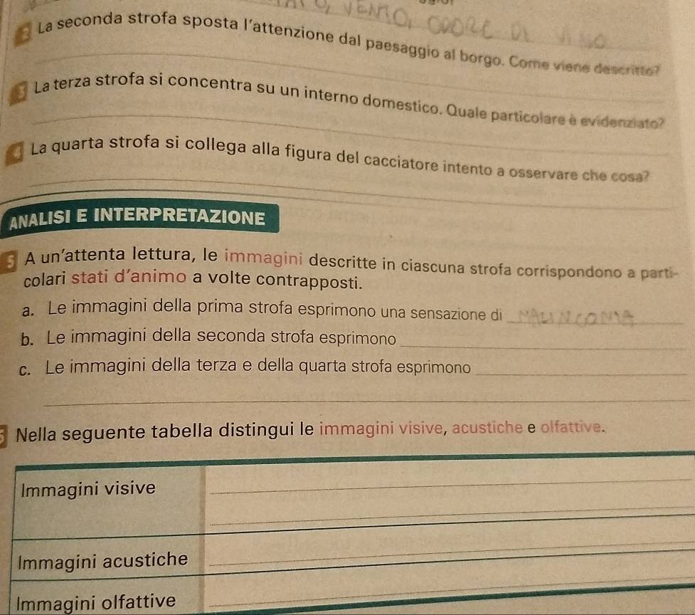Risolto:La seconda strofa sposta l'attenzione dal paesaggio al borgo ...