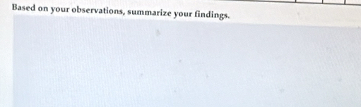 Based on your observations, summarize your findings.