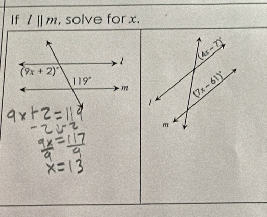 If l||m , solve for x.