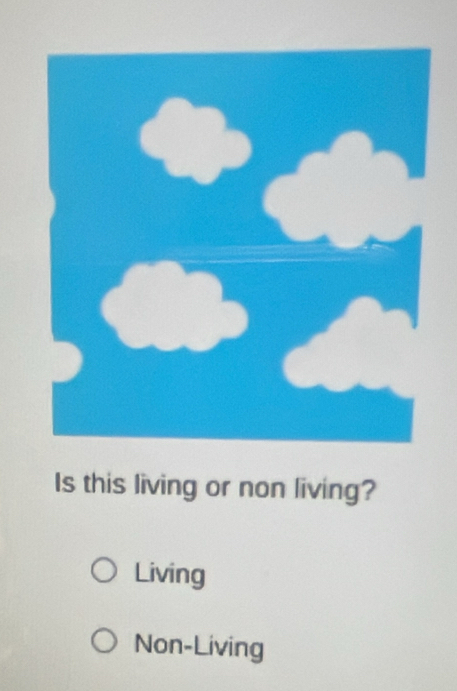 Is this living or non living?
Living
Non-Living