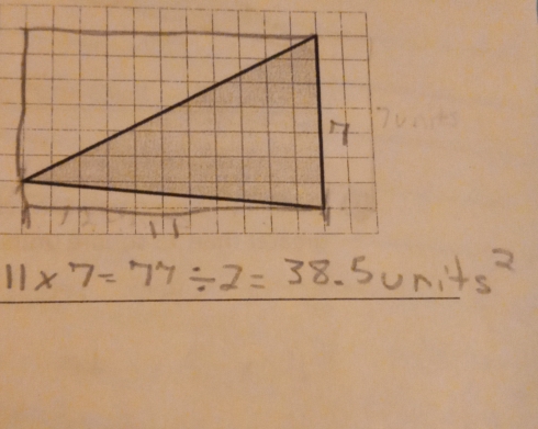 11* 7=77/ 2=38.5units^2