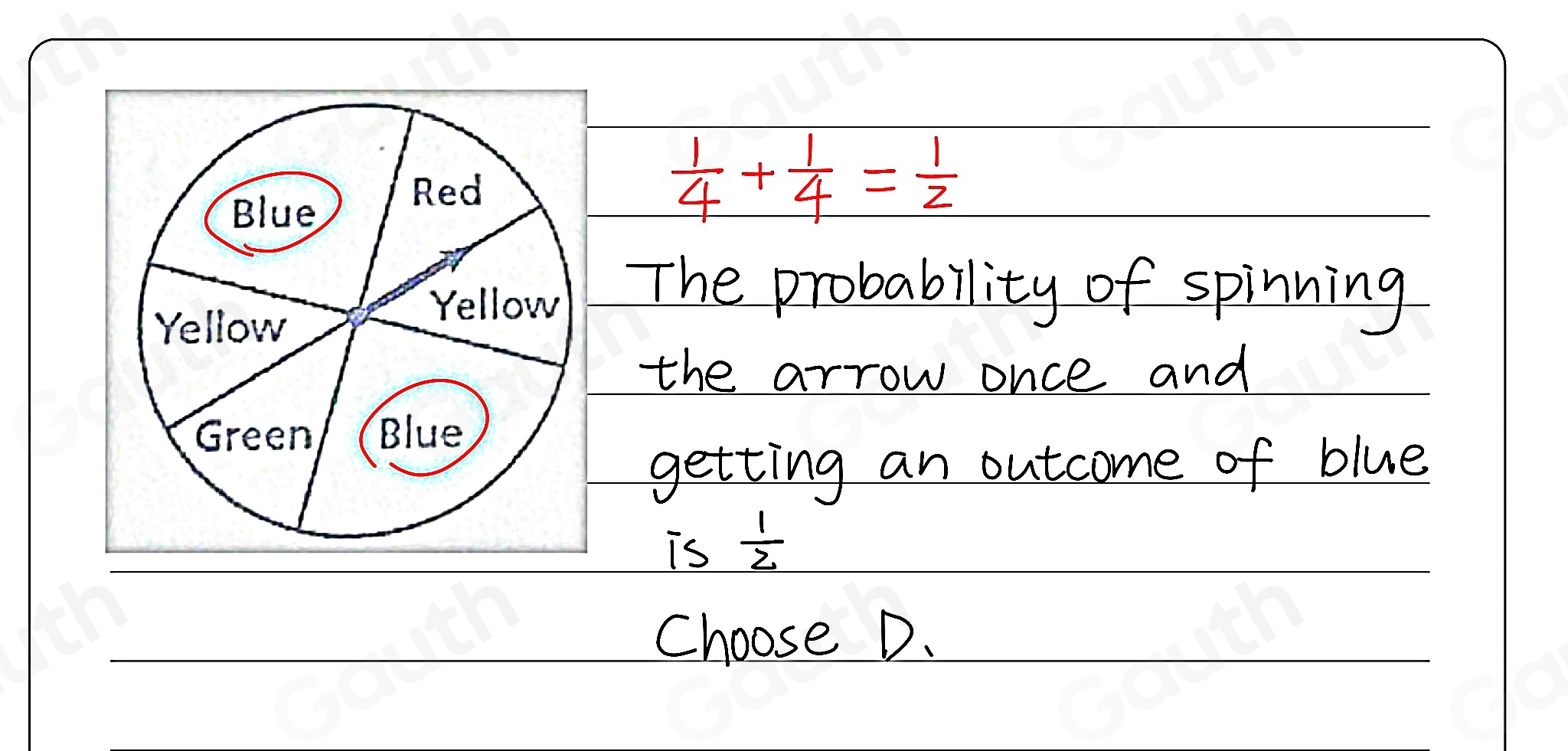 Solved: The spinner shown below is divided into sections so that the ...