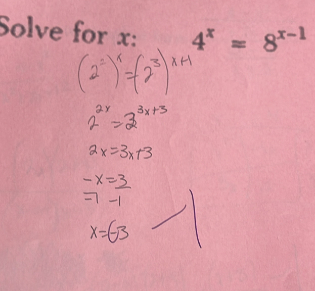 Solve for x :
4ª = 8ª