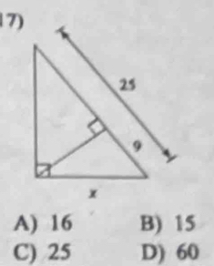 A) 16 B) 15
C) 25 D) 60