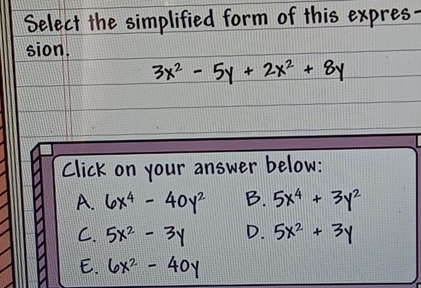 Select the simplified form 
sion.