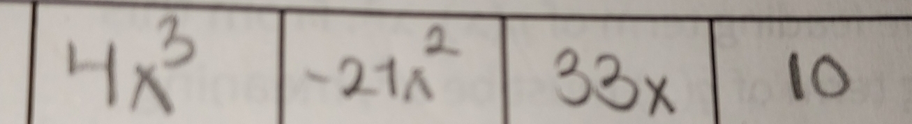 4x^3
-21x^2
33x
10