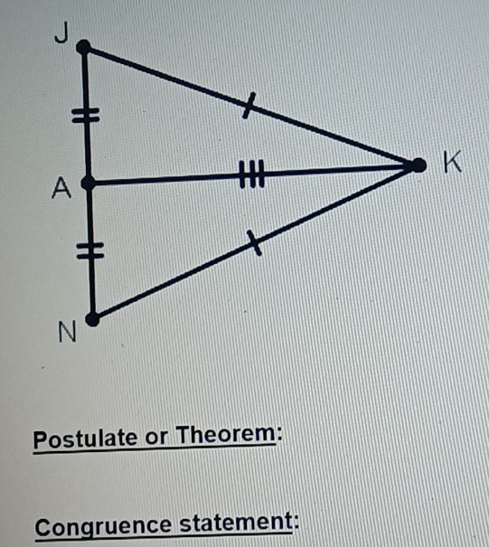 Postulate or Theorem: 
Congruence statement: