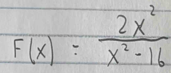 F(x)= 2x^2/x^2-16 