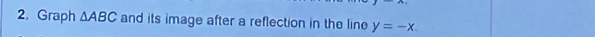 Graph △ ABC and its image after a reflection in the line y=-x.