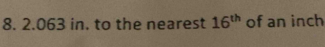 2.063 in. to the nearest 16^(th) of an inch