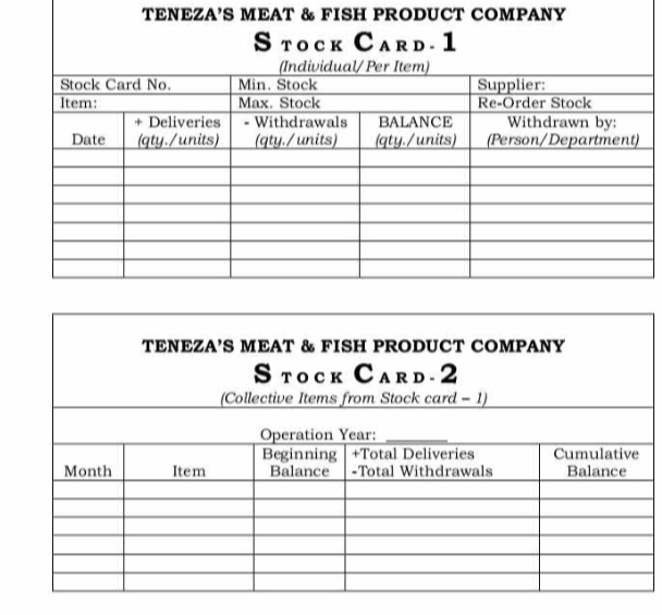 TENEZA’S MEAT & FISH PRODUCT COMPANY