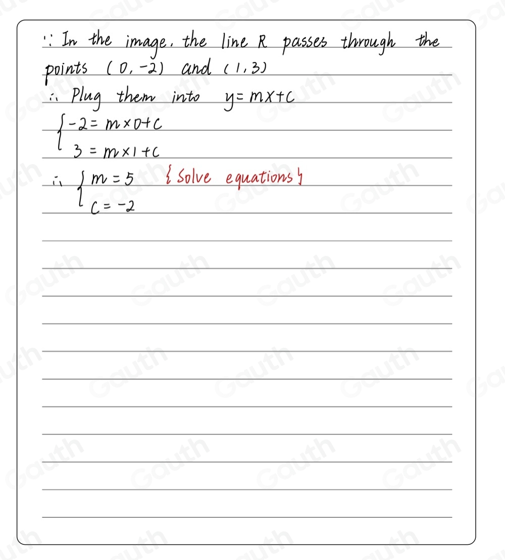 Solved: The equation of line R, shown below, can be written in the form ...