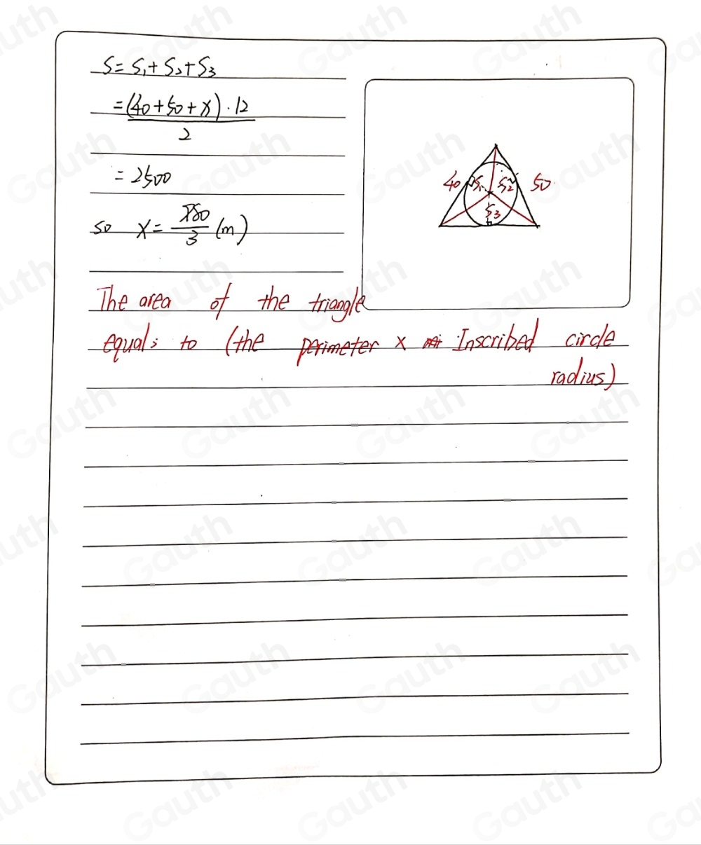 Solved: The two sides of a triangle are 40 m. and 50 m. respectively ...