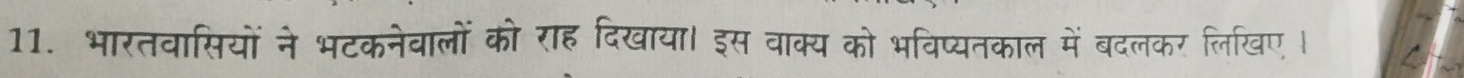 भारतवासियों ने भटकनेवालों को राह दिखाया। इस वाक्य को भविष्यतकाल में बदलकर लिखिए ।