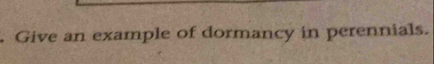 a Give an example of dormancy in perennials.