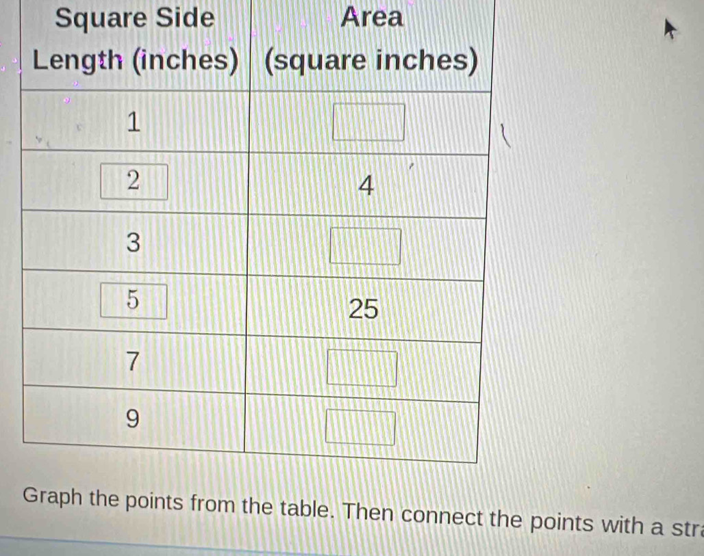 Square Side Area 
ect the points with a stri