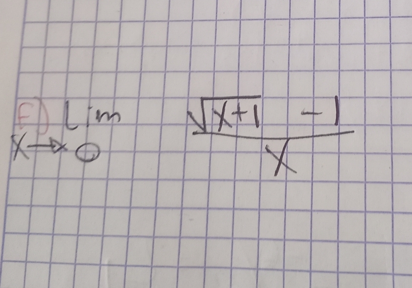 limlimits _to 0 (sqrt(x+1)-1)/x 