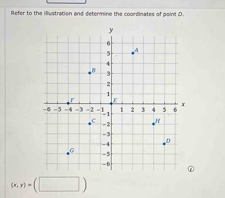 Refer to the illustration and determine the coordinates of point D. 
①
(x,y)=(□ )