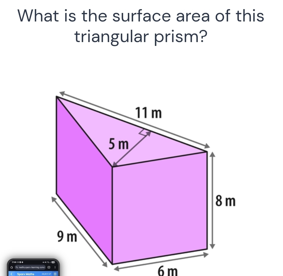 Solved: What is the surface area of this triangular prism? * maths ...