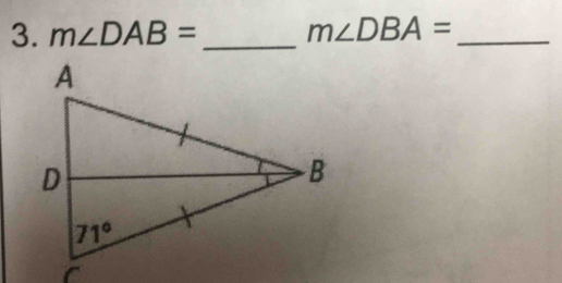 m∠ DAB= _ m∠ DBA= _