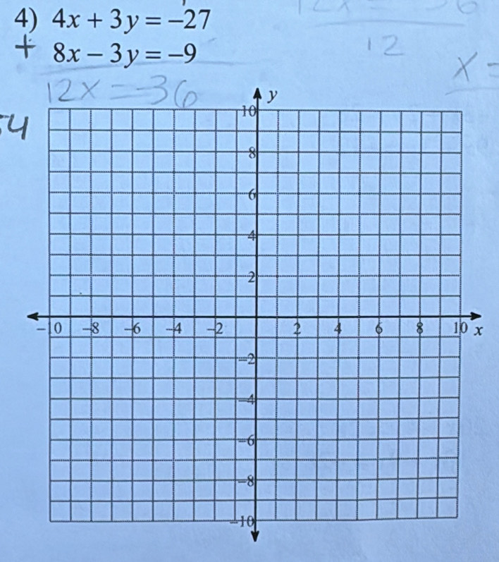 4x+3y=-27
8x-3y=-9
x