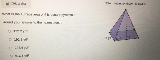 Solved: Calculator Note: Image not drawn to scale. What is the surface ...